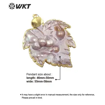WT-JP192 Klevo lapų natūralių gėlavandenių perlų pakabukas atsitiktinės formos perlamutru su aukso Electroplated užsegimas mados pakabukas