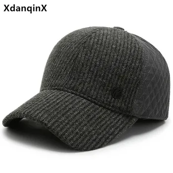 XdanqinX vyrų earmuffs skrybėlės šiltos žiemos beisbolo kepurės vyrams storas šiltas dangtelis markių Tėtis žiemos skrybėlę vyresnysis atsitiktinis sporto bžūp