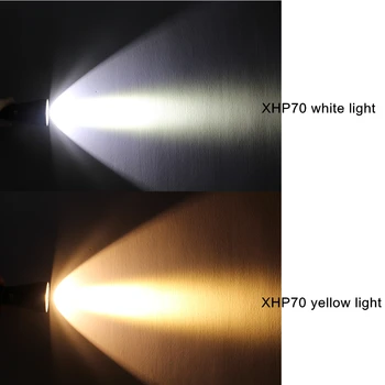 XHP70 XHP50 Nardymo žibintuvėlis LED 4200 Liumenų geltona / balta šviesa taktinis povandeninis žibintas atsparus vandeniui žibintuvėlis