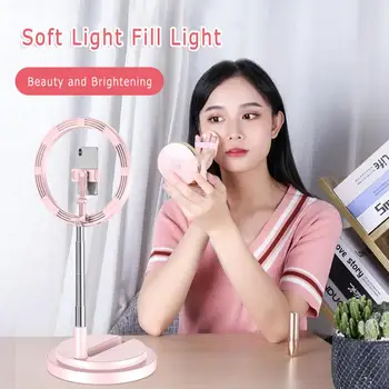 Y2 Selfie Užpildyti Šviesos Darbalaukio LED Žiedo Šviesos Selfie Lempos Trikojis Stovas USB Kištukas 