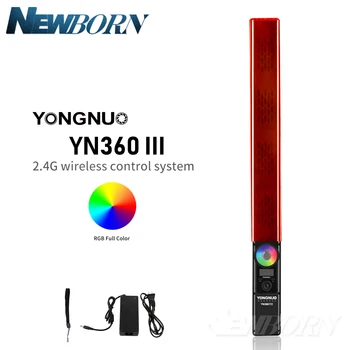 YONGNUO YN360 III YN360III Handheld LED Vaizdo Šviesos Touch Reguliavimas Bi-colo 3200k į 5500k RGB Spalvų Temperatūra su Nuotolinio