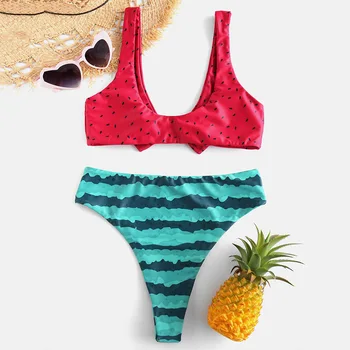 ZAFUL Maudymosi 2019 Moterų Bikini Padalinta maudymosi kostiumėlį Spausdinti Bikini Mažas Arbūzas maudymosi kostiumėlį, Maudymosi Kostiumą, Plaukimo Paplūdimio Drabužiai