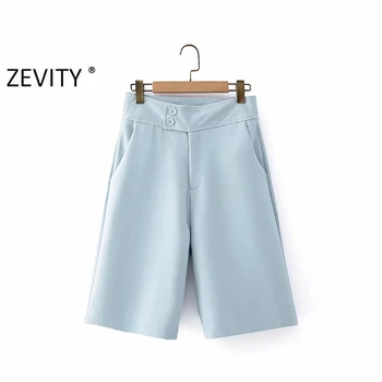 Zevity moterų candy spalva verslo kneeth ilgio kelnės moteriška atsitiktinis slim kišenės, tiesios kelnės office pantalones mujer P883 15670