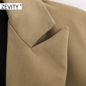 Zevity Naujas moterų mygtukų apdaila kietas švarkas įpjovomis apykakle ilgomis rankovėmis office ponios priežastinis stilingas outwear kailis viršūnes CT573