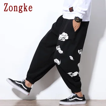 Zongke 2021 Pasisekė Spausdinimo iš Debesies Atsitiktinis Haremo Kelnės Vyrams, Drabužiai Poilsiu Japonijos Streetwear Darbo Kelnės Hip-Hop M-5XL