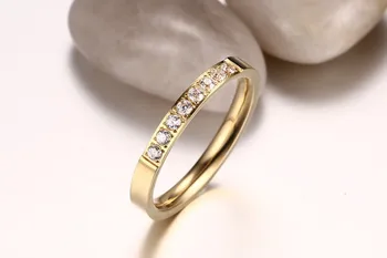 ZORCVENS Prekės Prabanga Austrijos Krištolo, Nerūdijančio Plieno Pirštų Amžinybės Žiedas AAA Kubinių Zirconia Žiedas Aukso Spalvos Papuošalai