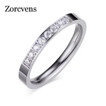 ZORCVENS Prekės Prabanga Austrijos Krištolo, Nerūdijančio Plieno Pirštų Amžinybės Žiedas AAA Kubinių Zirconia Žiedas Aukso Spalvos Papuošalai