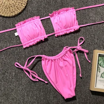 ZTVitality Žalia Rausva Moterų Bikinis 2019 Karšto Pardavimo Seksualus Stebėjimo String Bikini Mažas Juosmens Kartus Maudymosi Kostiumėliai, Moterų Maudymosi Kostiumėlį Biquini