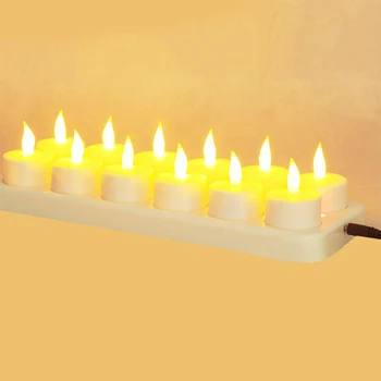 Įkraunamas LED Elektros Žvakės, Flameless Mirgėjimas Arbatos Apšvietimas, Dekoracijos kalėdoms, Vakarėlius, Renginius, Vestuves,Rinkinys