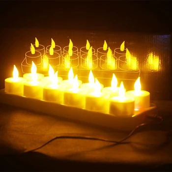 Įkraunamas LED Elektros Žvakės, Flameless Mirgėjimas Arbatos Apšvietimas, Dekoracijos kalėdoms, Vakarėlius, Renginius, Vestuves,Rinkinys