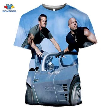 Įsiutę 7 Mada Marškinėliai Vyrams Paul Walker Fast & Furious Moterys Vyrai O-Kaklo T-Shirt 3d Spausdinimo Vasaros Atsitiktinis trumpomis Rankovėmis Marškinėlius H62