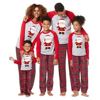 Šeimos Atitikimo Kalėdų Pižama Nustatyti Kalėdos Pižamos Suaugę Vaikai Sleepwear Homewear Apranga, Rudens, Žiemos Naktiniai Drabužiai Šeimai, Drabužiai