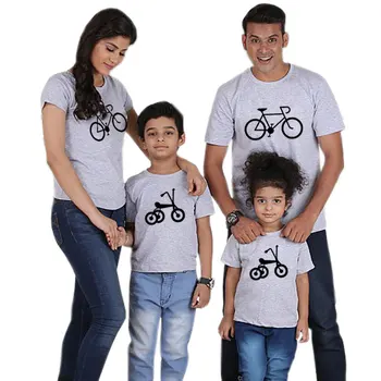 Šeimos atitikimo spausdinti dviračių T marškinėliai tėvas, motina, dukra, sūnus Vaikas drabužiai tiktų tėtis, mama ir man apranga baby berniukas ir mergaitė medžiaga
