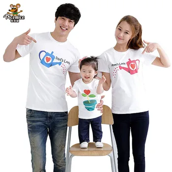 Šeimos nustatyti, ugdyti Meilę Vasaros Short-sleeve T-shirt Atitikimo Šeimos Drabužių Komplektus Motinos, Dukters Ir Tėvo Sūnus