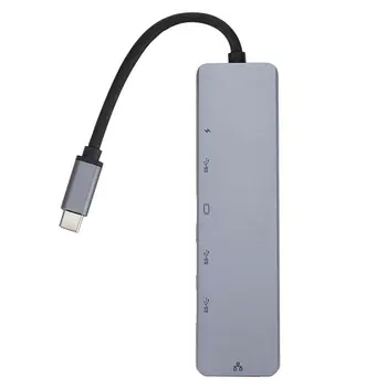 Šešių-In-One Tipo C Prijungimo Stotis HDMI suderinamus Hub Gigabit ethernet Tinklo plokštė + Pd Įkrovimas Usb Multi-Funkcija Hub