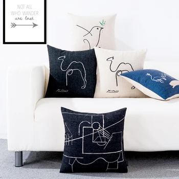 Šiaurės šalių Namų dekoro Picasso Abstrakčiai Rankomis Dažyti modelis 9614 Pagalvės užvalkalą Sofa-lova, Kėdė, Juosmens Pagalvę padengti Lininė Pagalvėlė Padengti