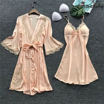 Šilko Satino Chalatas Kimono Padažu Suknelė Vestuvių Bridesmaid Sleepwear Chalatas Plius Dydis 46139