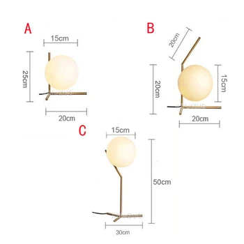 Šiuolaikinių LED Stalo Lempa Stalo Lempos Šviesos Atspalvį Stiklo Kamuolys Stalo Lempa Stalas Šviesos, Miegamojo Kambarį Grindų Naktiniai Aukso Dizainas 20744