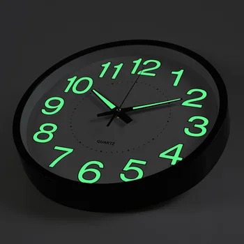Šviesos sieninis laikrodis, 12 colių paprastas tylus jokių erkių, virtuvės laikrodis, naktį šviesos indoor / outdoor kambarį 24805