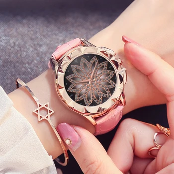 Žiūrėti Moterų kalnų krištolas Laikrodžiai Oda Didelis ryšys Apyrankės Moterims Riešo Žiūrėti Kristalų Relogio Feminino Moterų Laikrodis reloj mujer