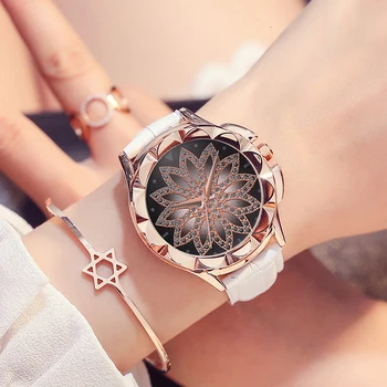Žiūrėti Moterų kalnų krištolas Laikrodžiai Oda Didelis ryšys Apyrankės Moterims Riešo Žiūrėti Kristalų Relogio Feminino Moterų Laikrodis reloj mujer