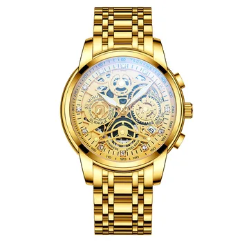 Žiūrėti Vyrams, Prabangus Laisvalaikio Riešo vyriški Laikrodžiai 2020 Prekės Aukso LED Šviesos Klasikiniai Laikrodžiai Didelis Patinas Plieno Laikrodis Vyras
