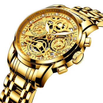 Žiūrėti Vyrams, Prabangus Laisvalaikio Riešo vyriški Laikrodžiai 2020 Prekės Aukso LED Šviesos Klasikiniai Laikrodžiai Didelis Patinas Plieno Laikrodis Vyras