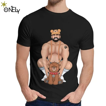 Žmogaus T-shirt Tėtis Lokys T shirt Barebeef Gaybear Gayart Gėjų LGBT Medvilnės Stilingas O-kaklo Animacinių filmų Dizaino Marškinėliai 6511