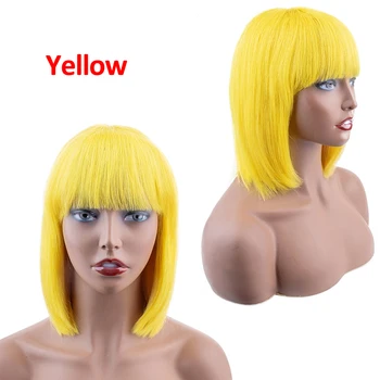Žmonių Plaukų Perukai Su Kirpčiukais 613 Blond Rožinė Geltona Trumpas Bob Žmogaus Plaukų Perukai Moterims, Brazilijos Remy Plaukų 8
