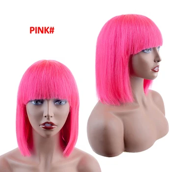 Žmonių Plaukų Perukai Su Kirpčiukais 613 Blond Rožinė Geltona Trumpas Bob Žmogaus Plaukų Perukai Moterims, Brazilijos Remy Plaukų 8