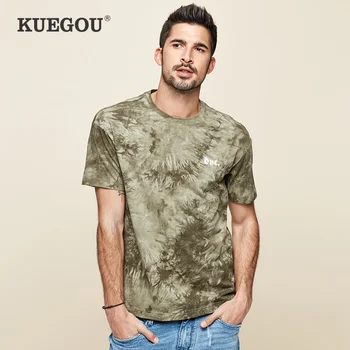【KUEGOU】 vyriški trumpomis rankovėmis T-shirt Vasaros Korėja Asmenybės mados tie dažai hip-hop marškinėliai trumpomis rankovėmis vyrams Viršūnes CT-06322
